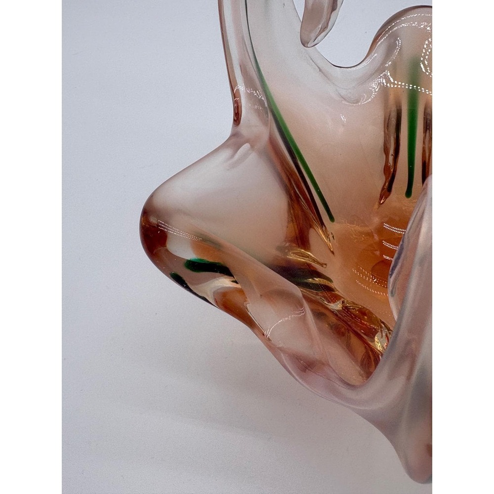 Vintage Murano Art Glass Amber Centerpiece Bowl Jordan Imports Label Italy V8 - Picture 8 of 10